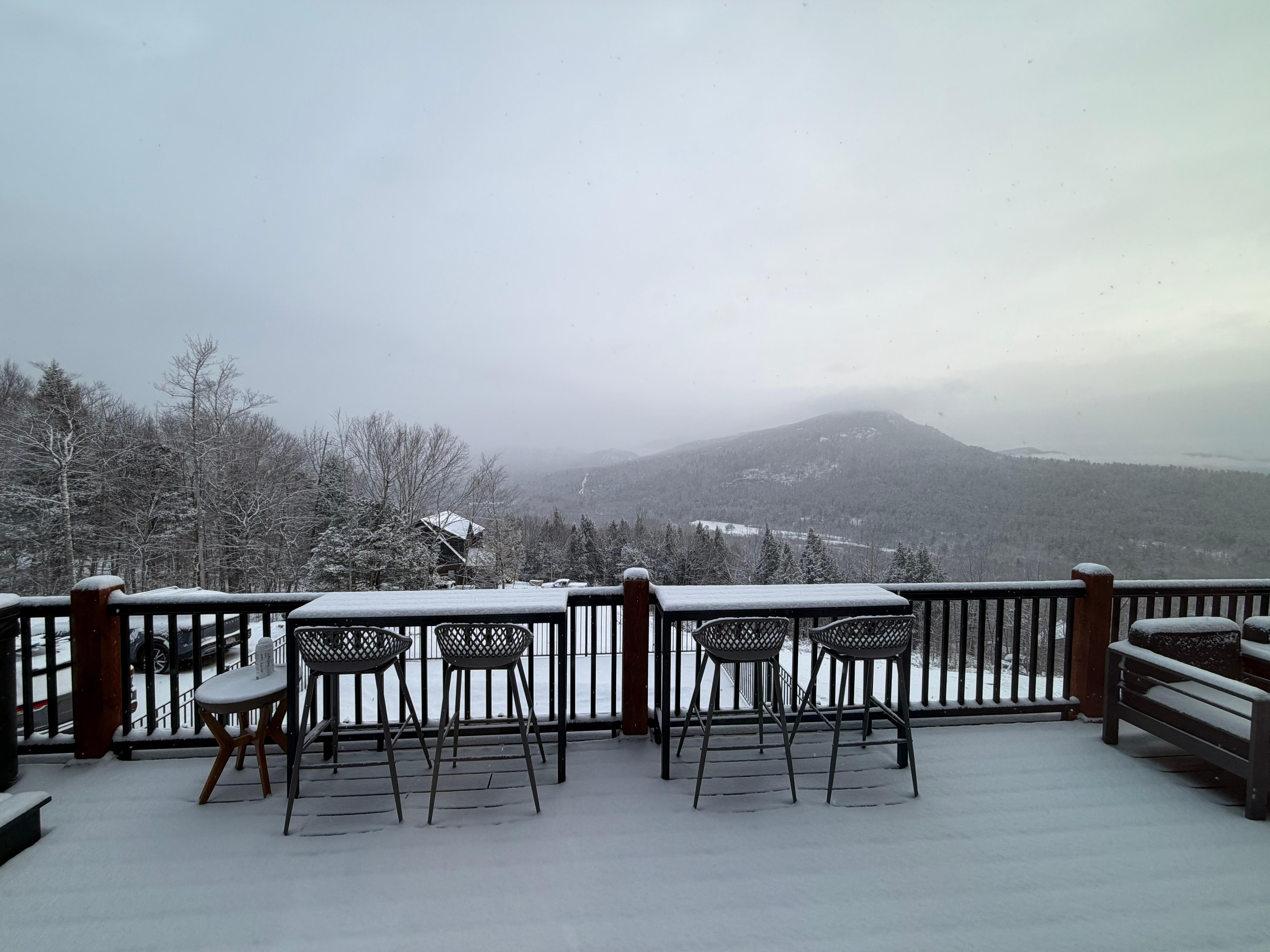 Fresh snow in morning.