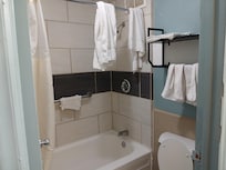 Bathroom with door that won't shut.