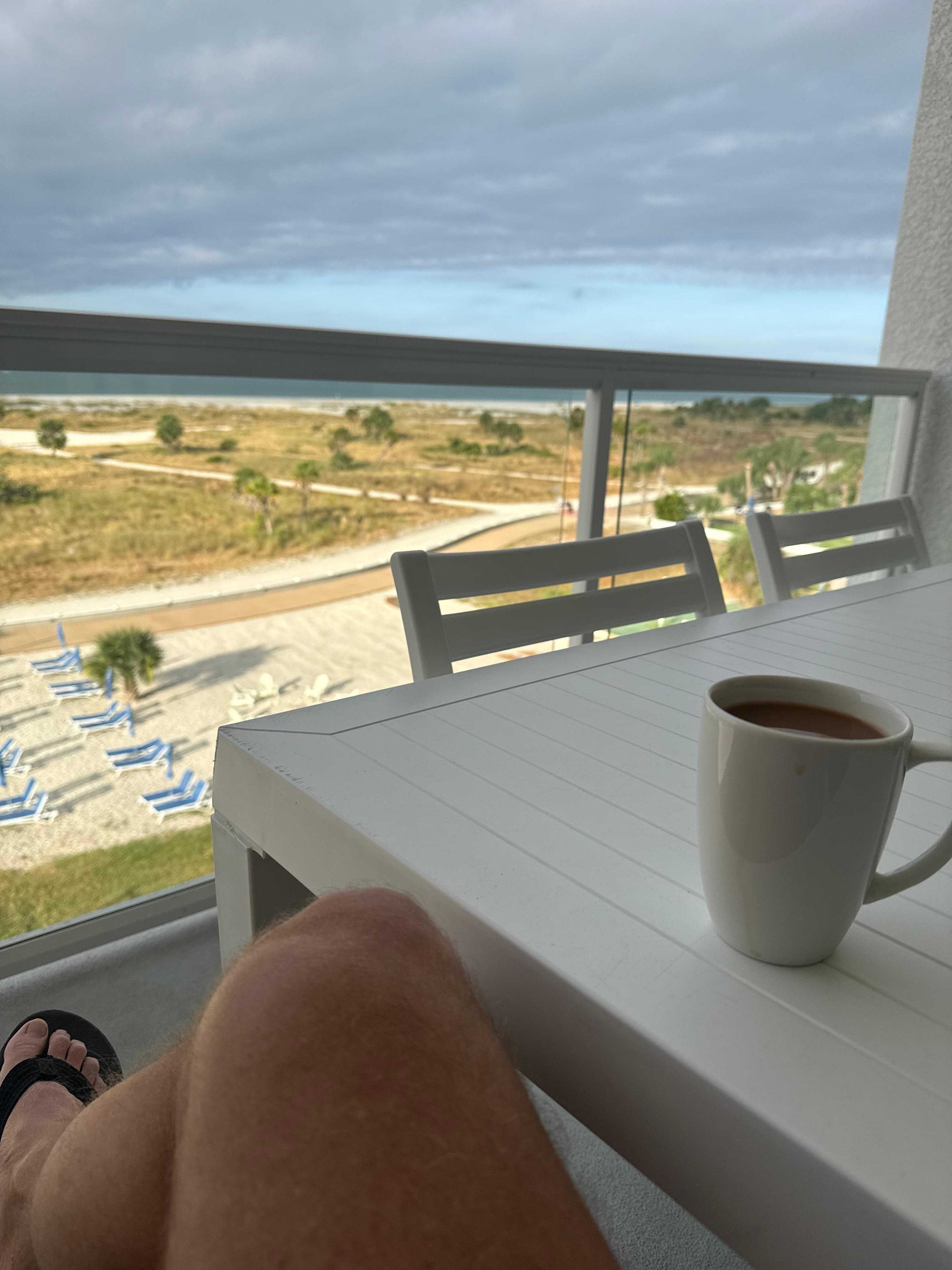 enjoying morning coffee from my balcony