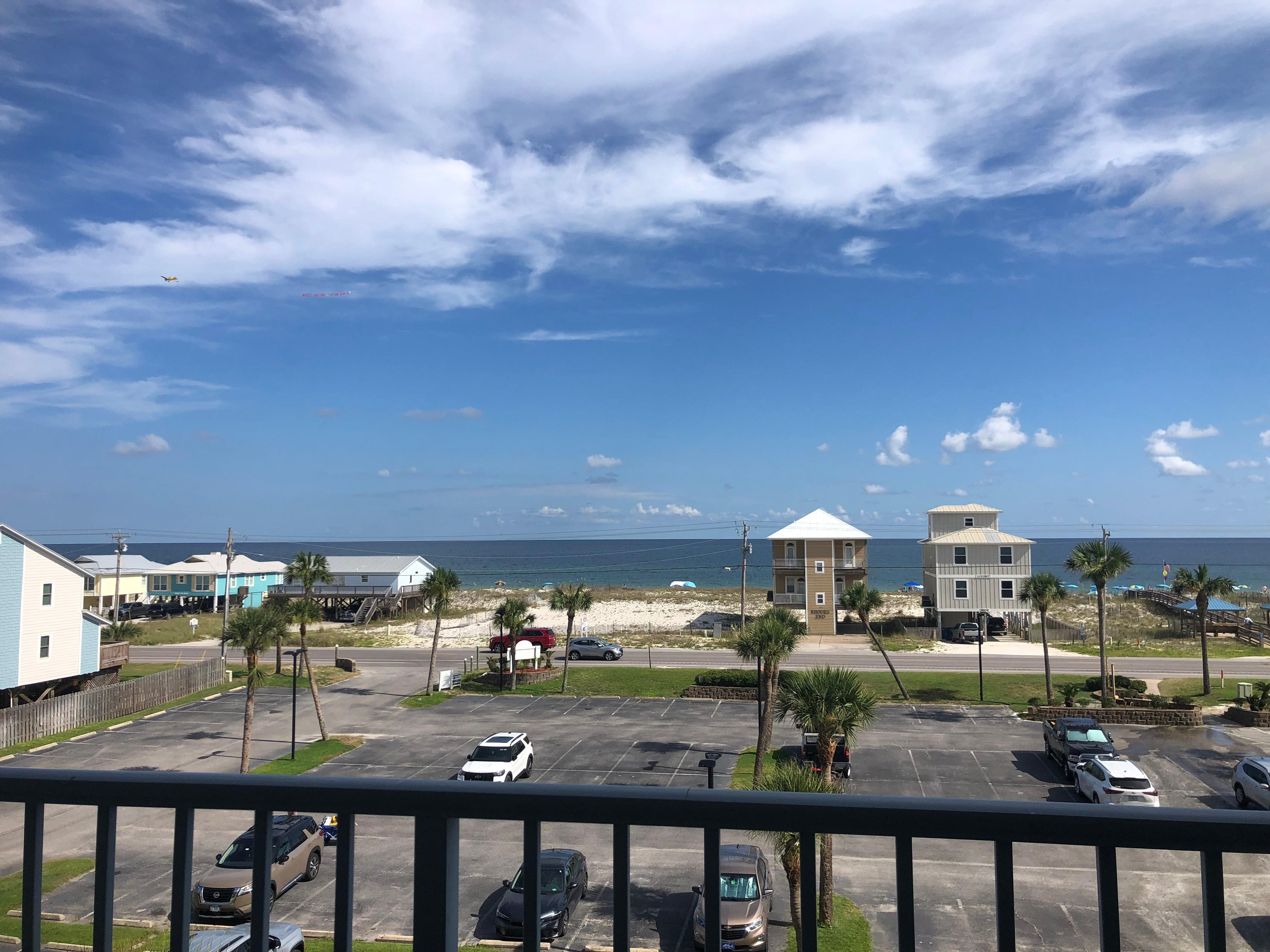 View of the beach from our balcony