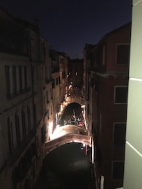 View at night from apartment.