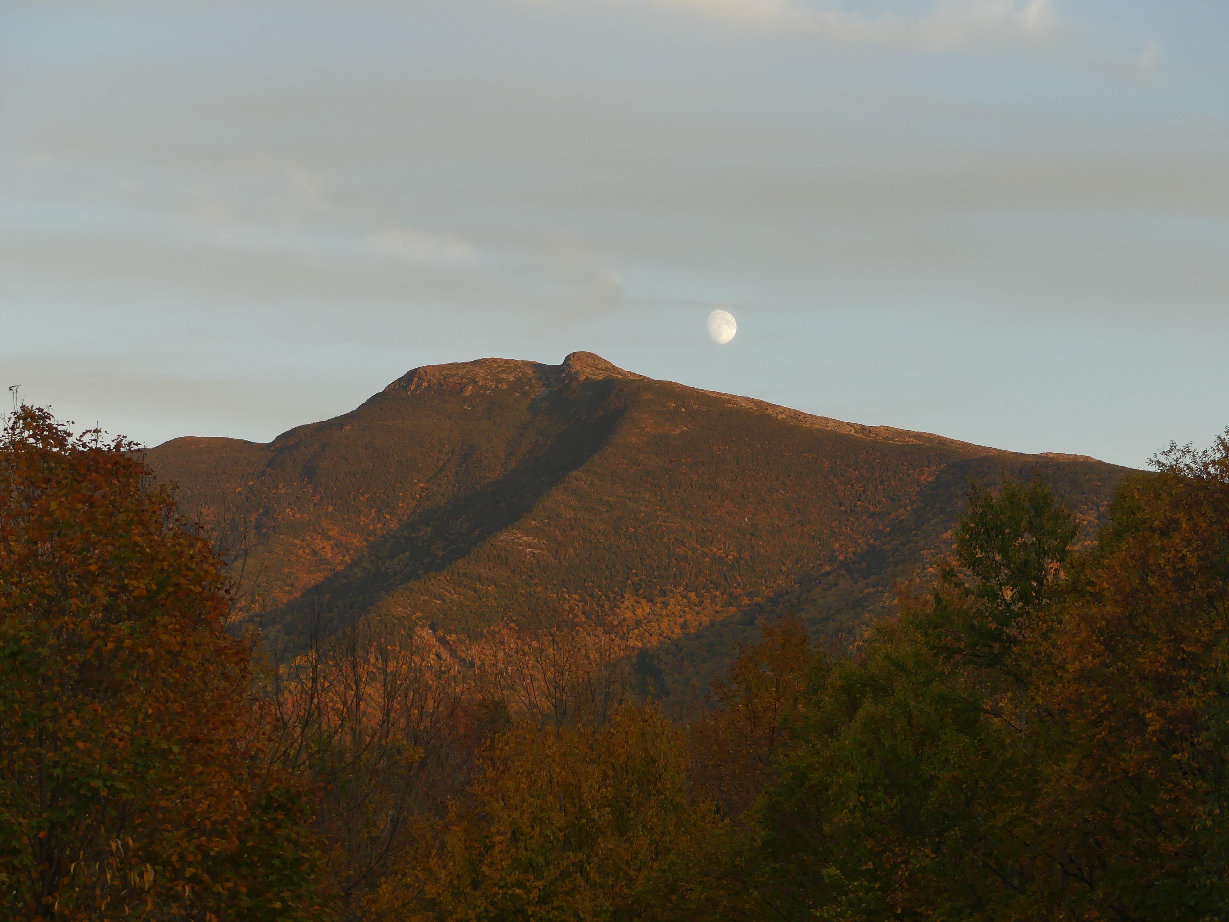 Moonrise over Mt Mansfield taken from the deck.