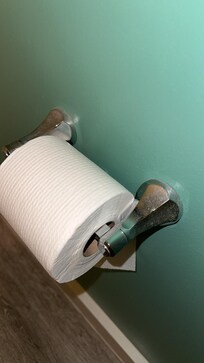 Top of toilet paper holder had weeks of dust build up… honestly, the whole room did. I just didn’t take a picture of everything.