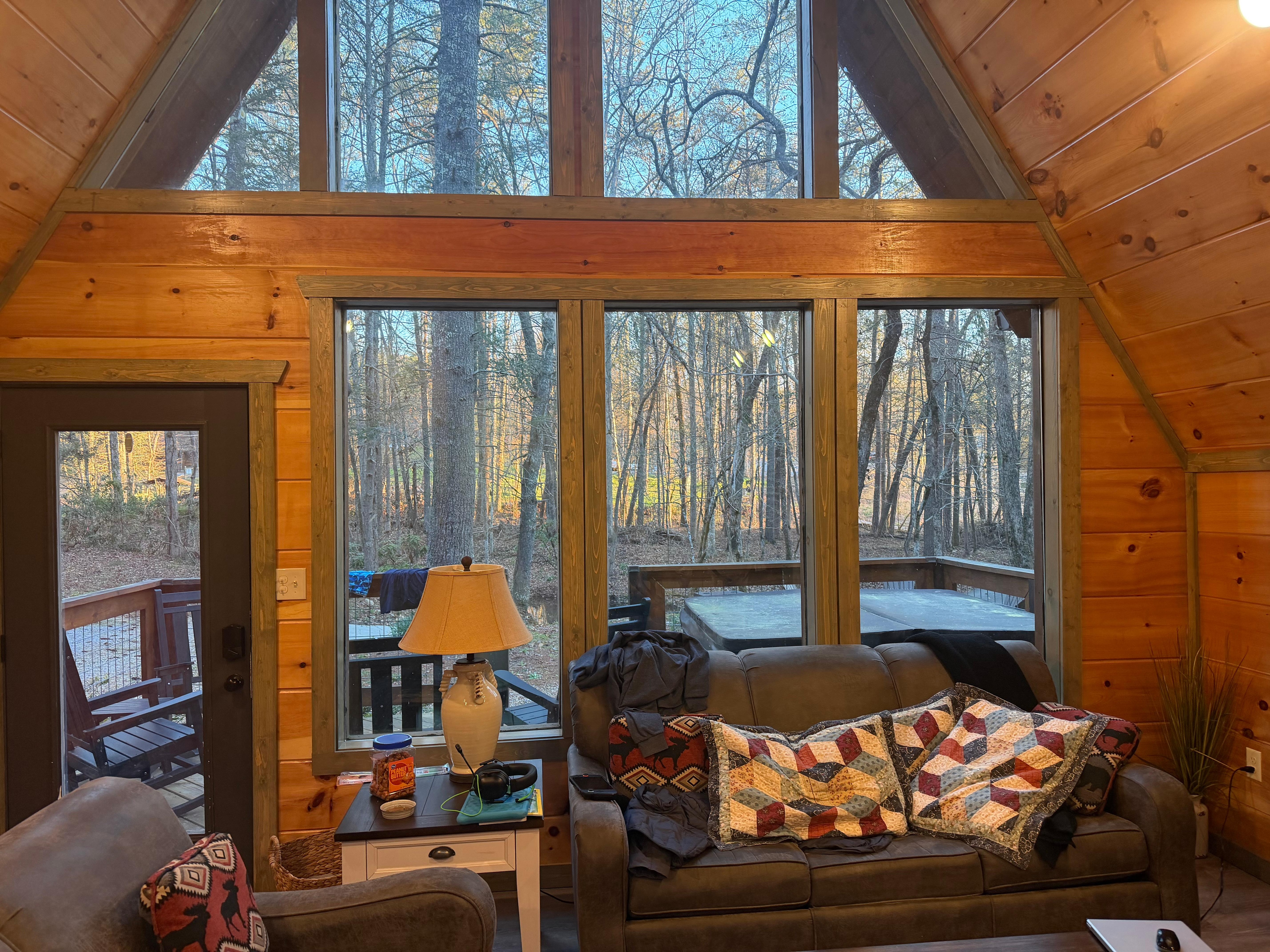 Looking outside from the living area. 