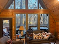 Looking outside from the living area.