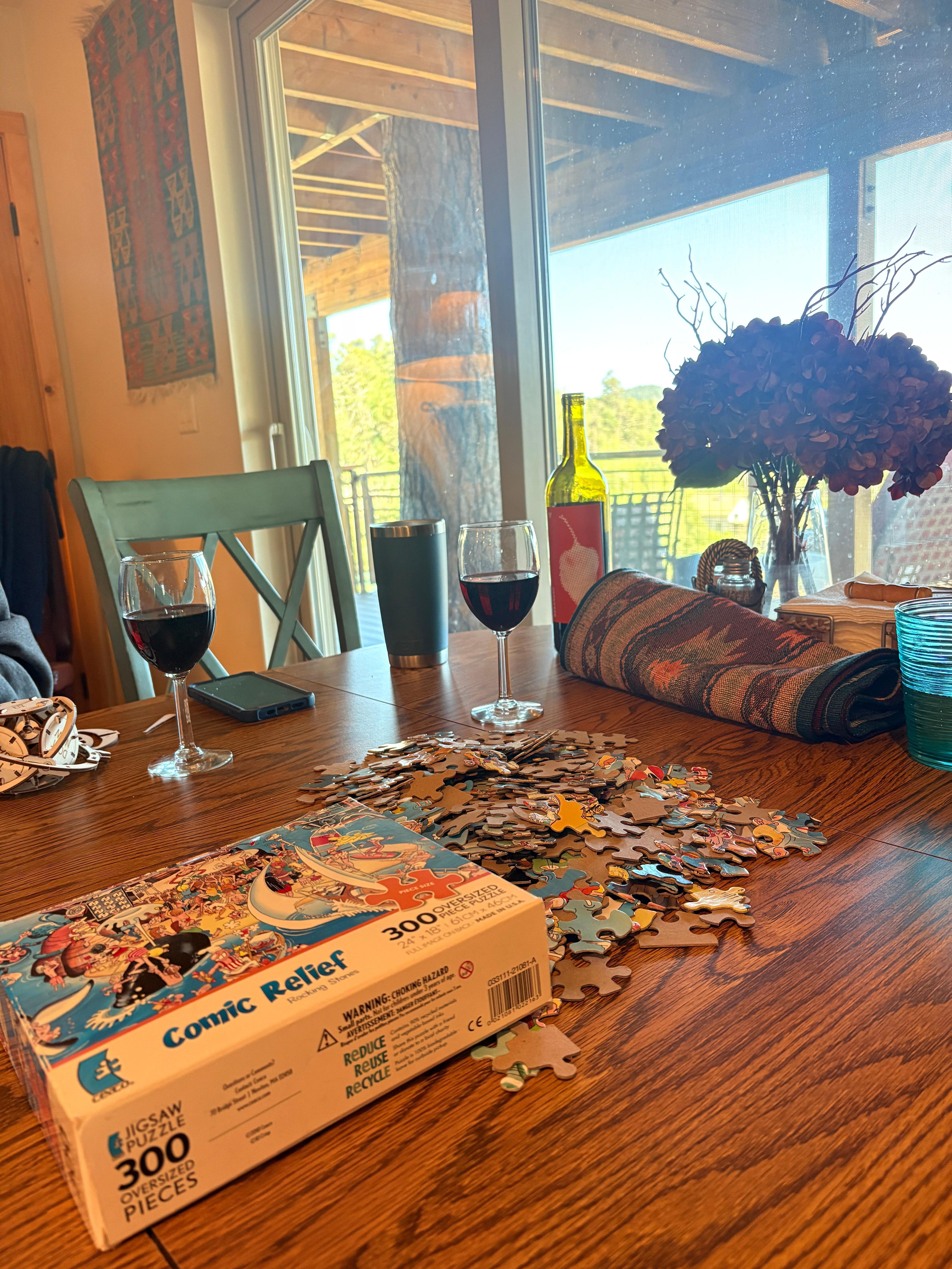 Aside from the amazing view on the deck, inside was definitely cozy and I enjoyed a jigsaw puzzle and games.