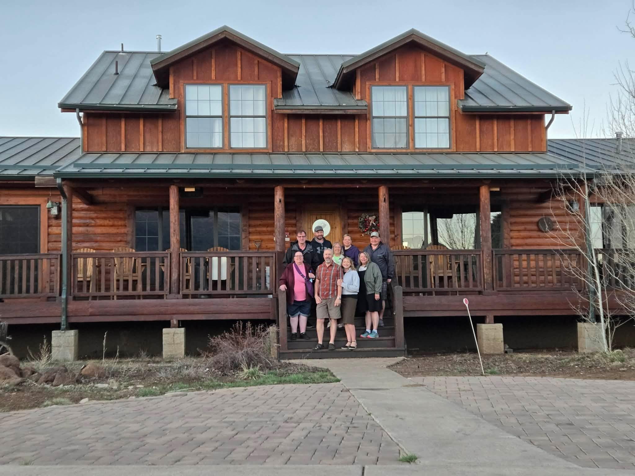This is my family of 9
My sisters and our husbands took our mother to the Grand Canyon. We loved the log house and the views from every window. 


