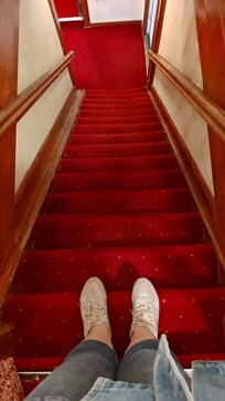 The width of the stairs.