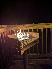 Fire on one of the cottage decks