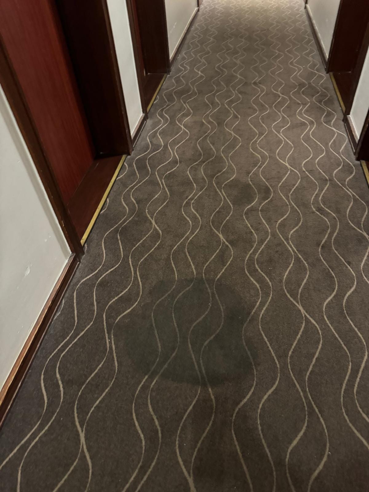 Stained hallway carpet