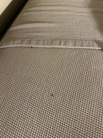 One of the two upper bunks. Both upper bunks had mouse poop.