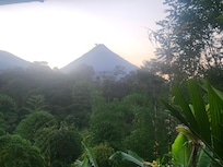 The view of mount Arenal from the lounge area