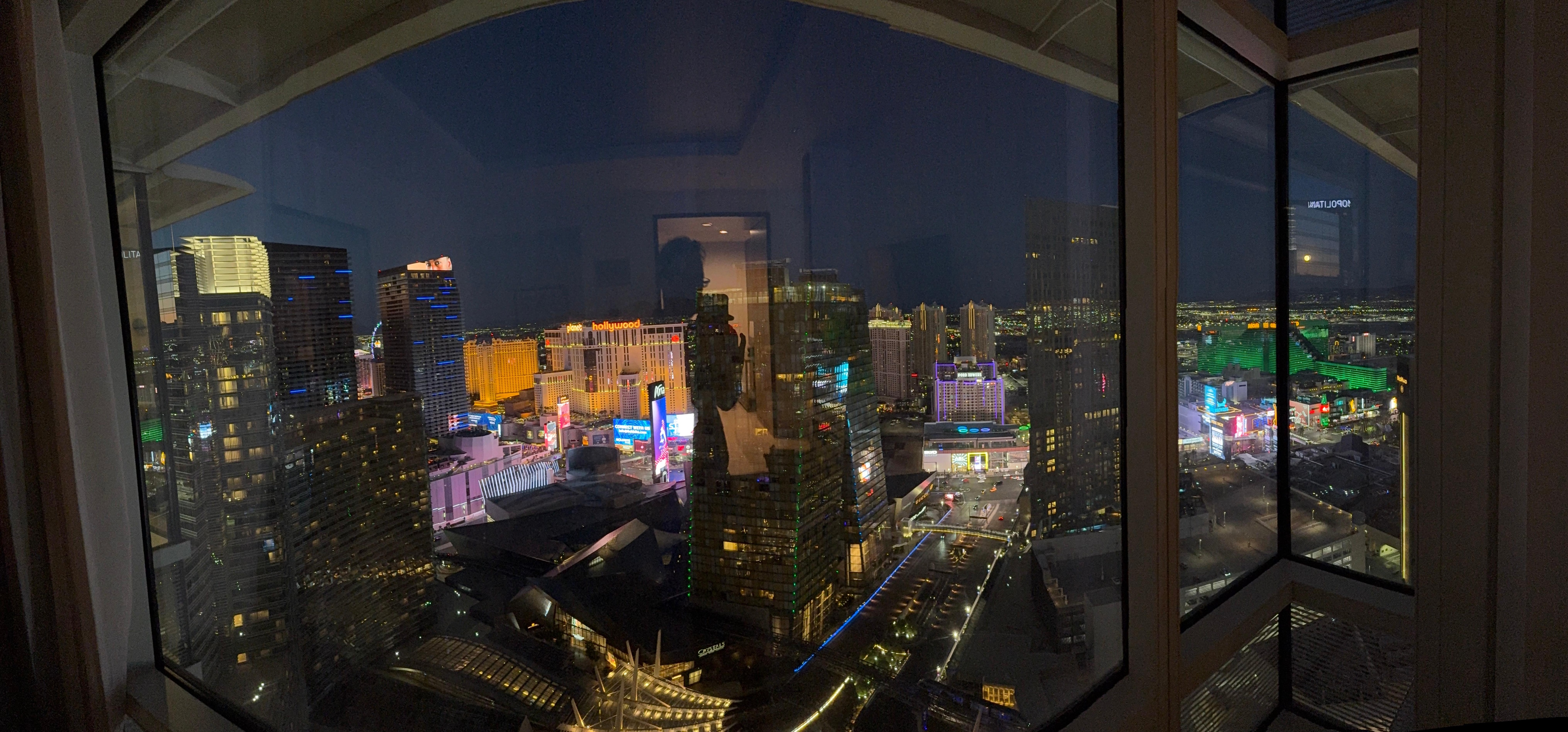 Night time panorama from window