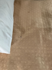 cigarette burn holes & cuts in bedding