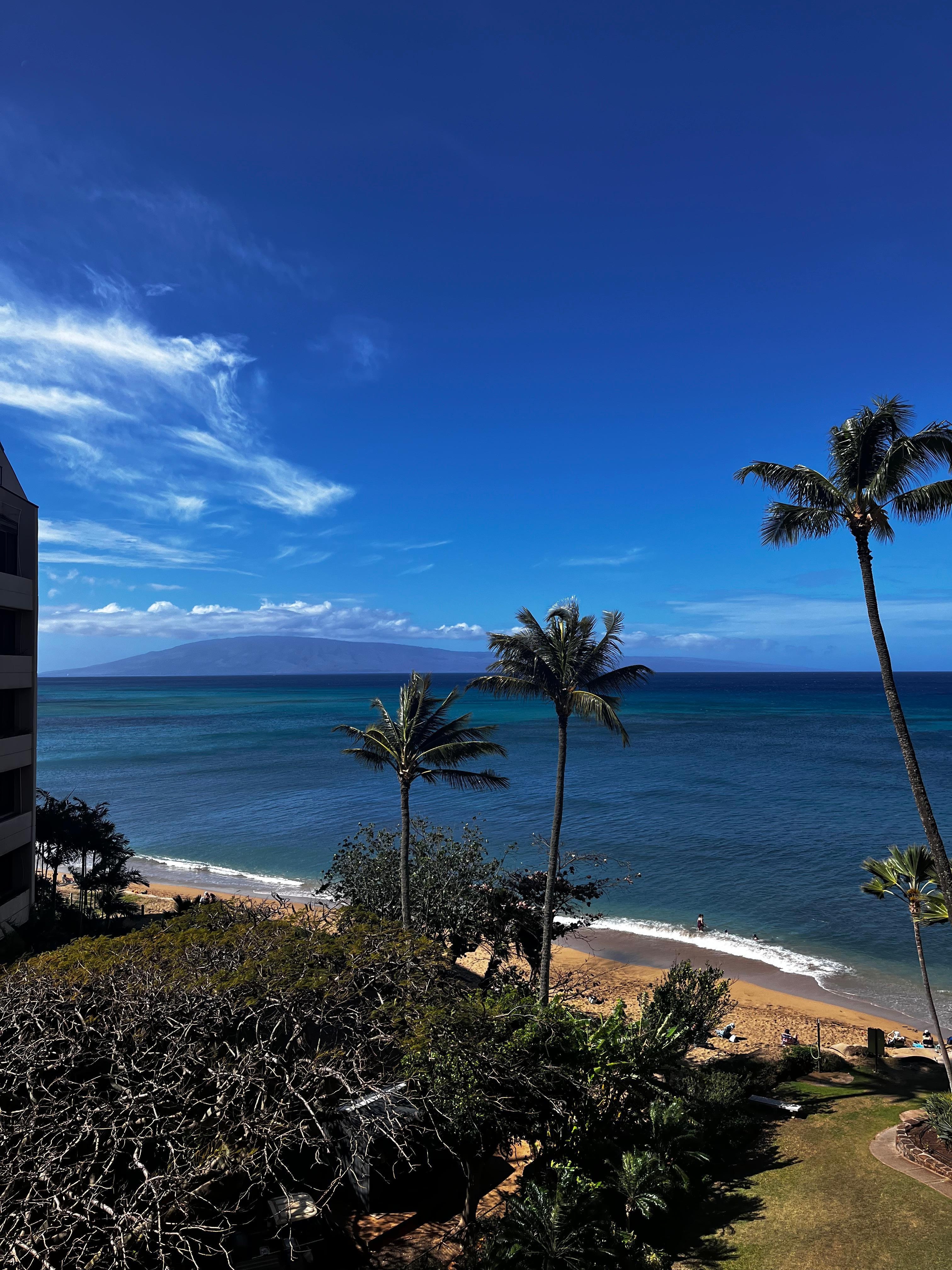 View of the beach and water from the lania