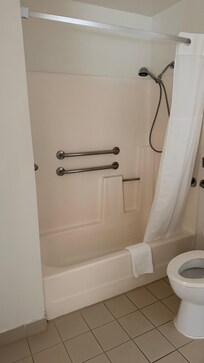 There was a distance between the shower and sink. Impossible to use the body wash provided at the sink for the shower where there was only shampoo