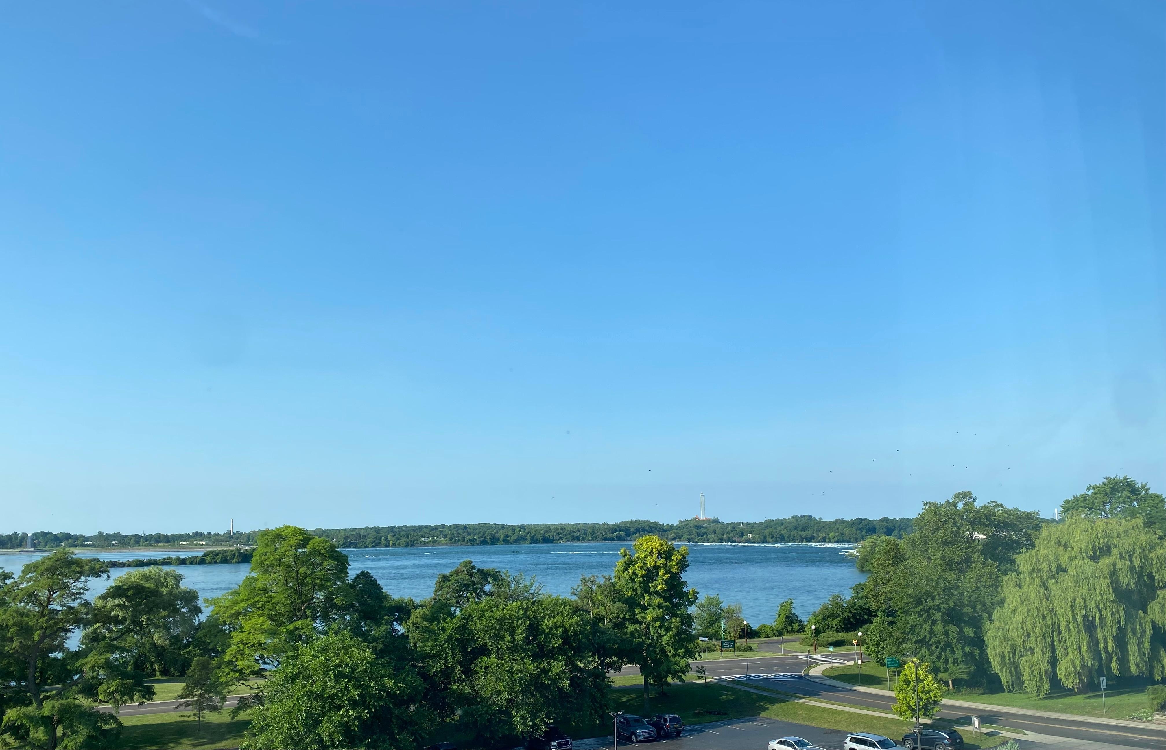 View from the room of the river and beginning of upper rapids.  