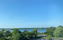 View from the room of the river and beginning of upper rapids.