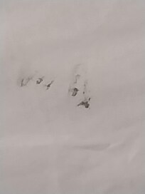 Closer look at stain or dirt mark on linens.