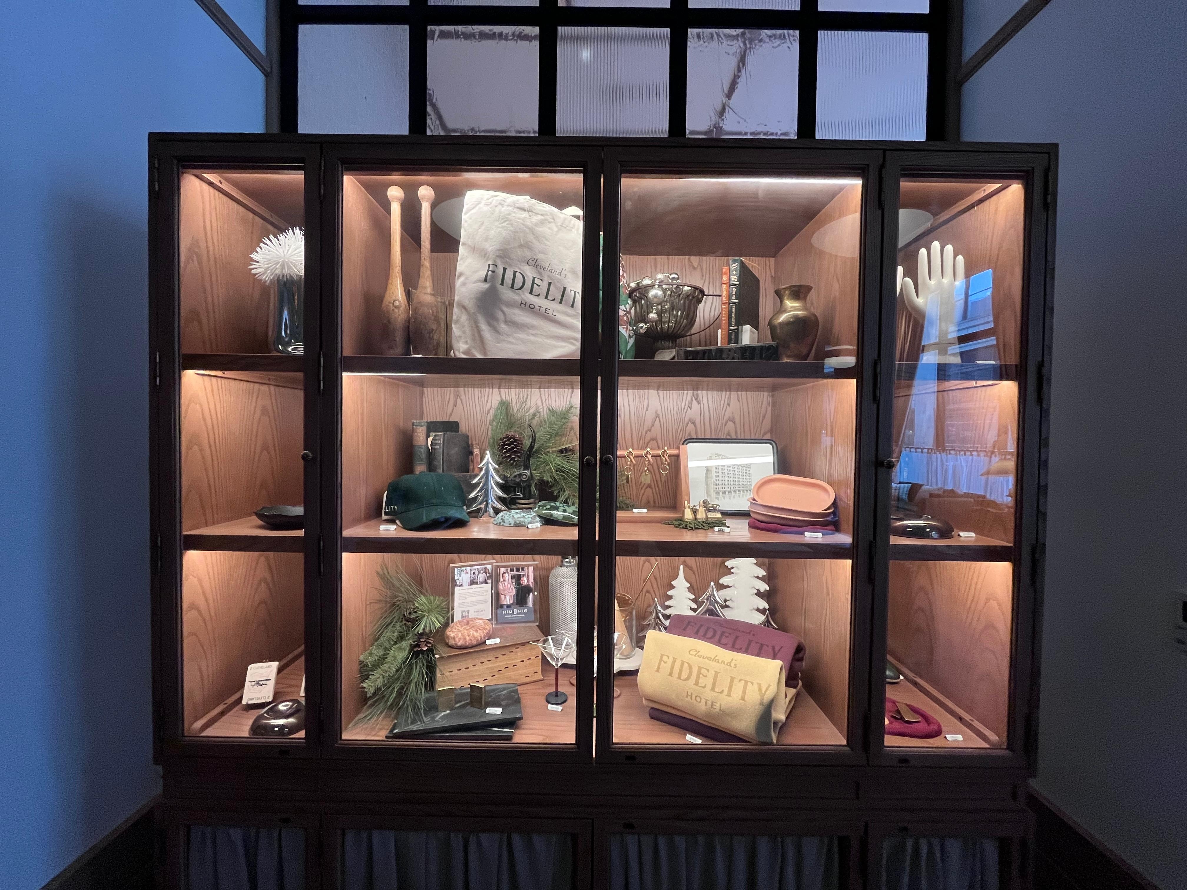 Display case in lobby.