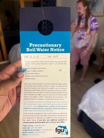 This is a picture of the boil water notice we received on our hotel door. No one spoke to us or even let us know what was going on. We just came in to no water.