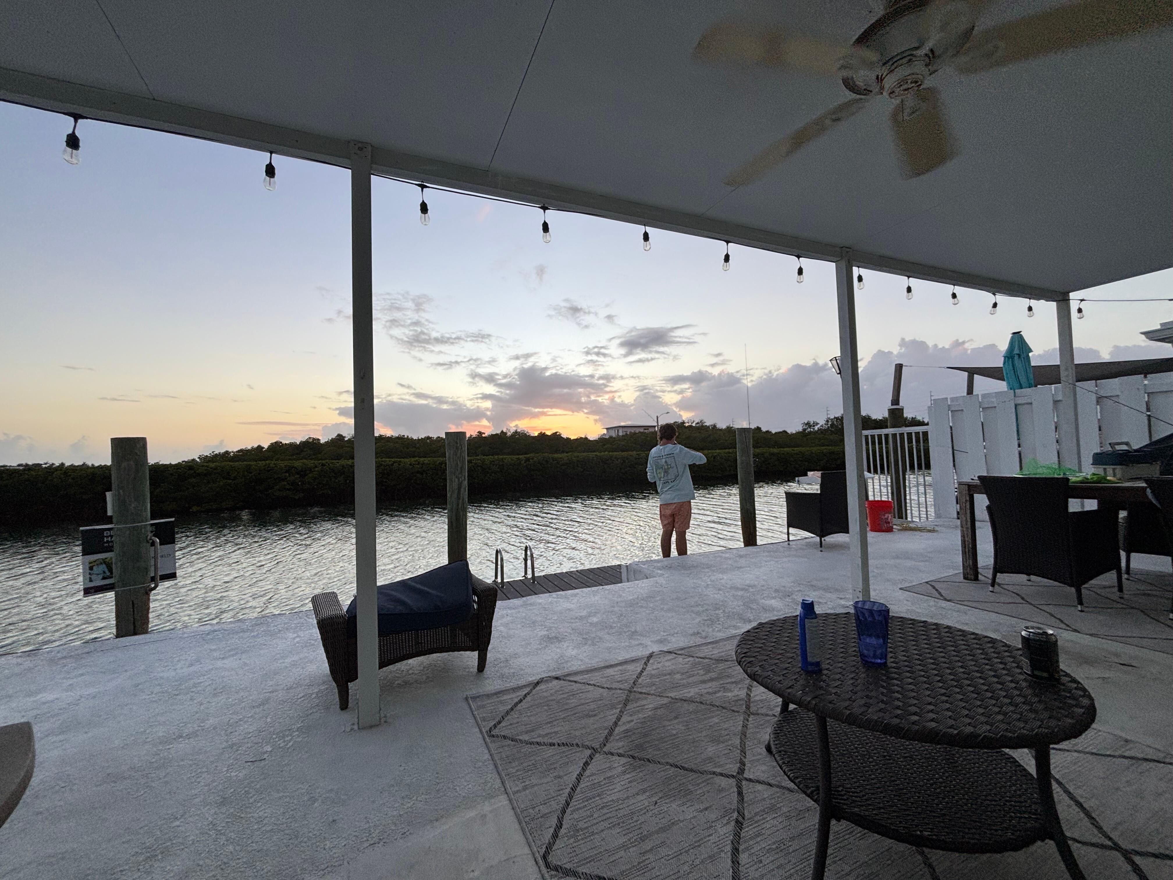Fishing at sunset from the dock. 