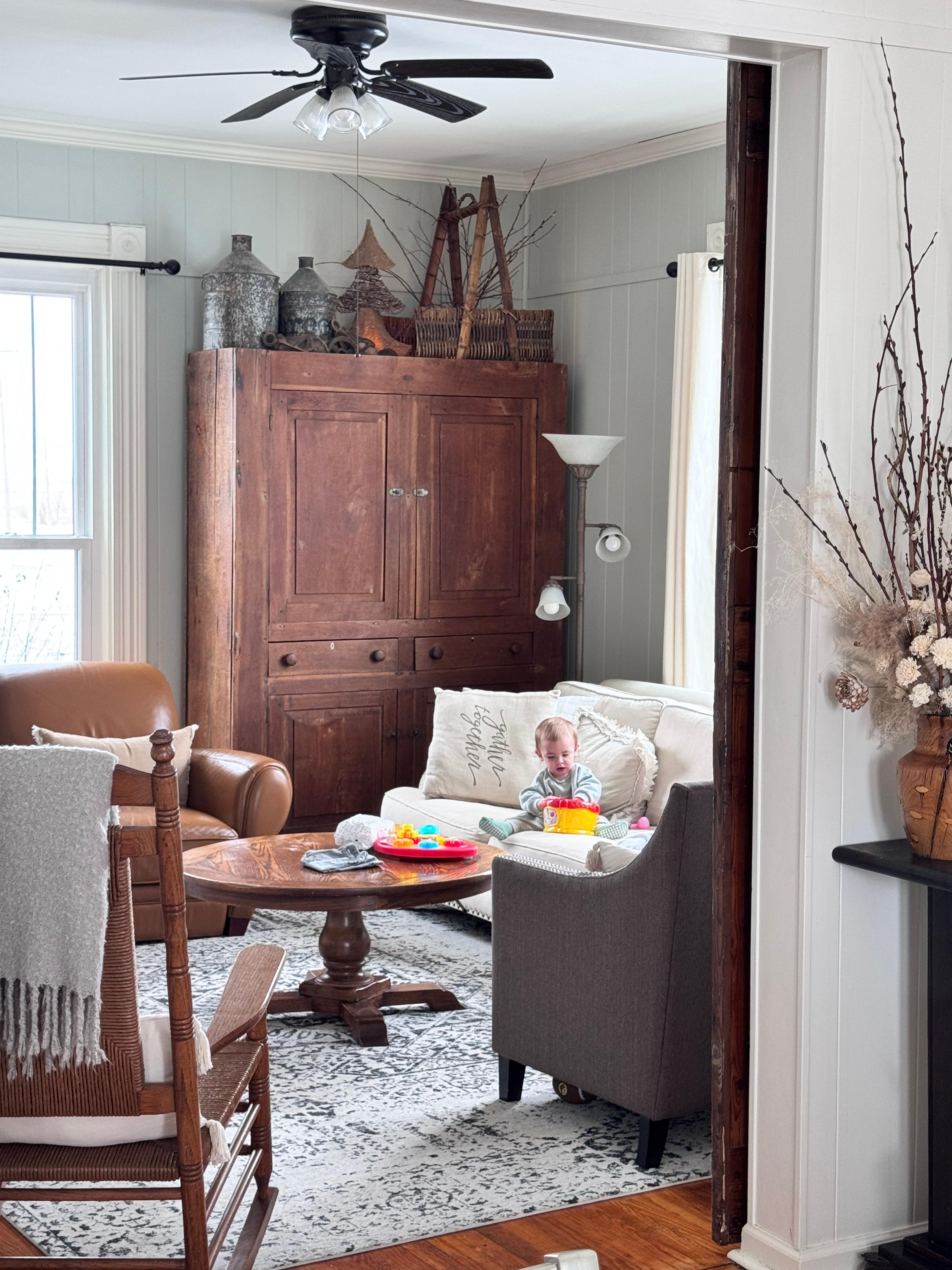 Open enough to keep an eye on the Grandbaby.