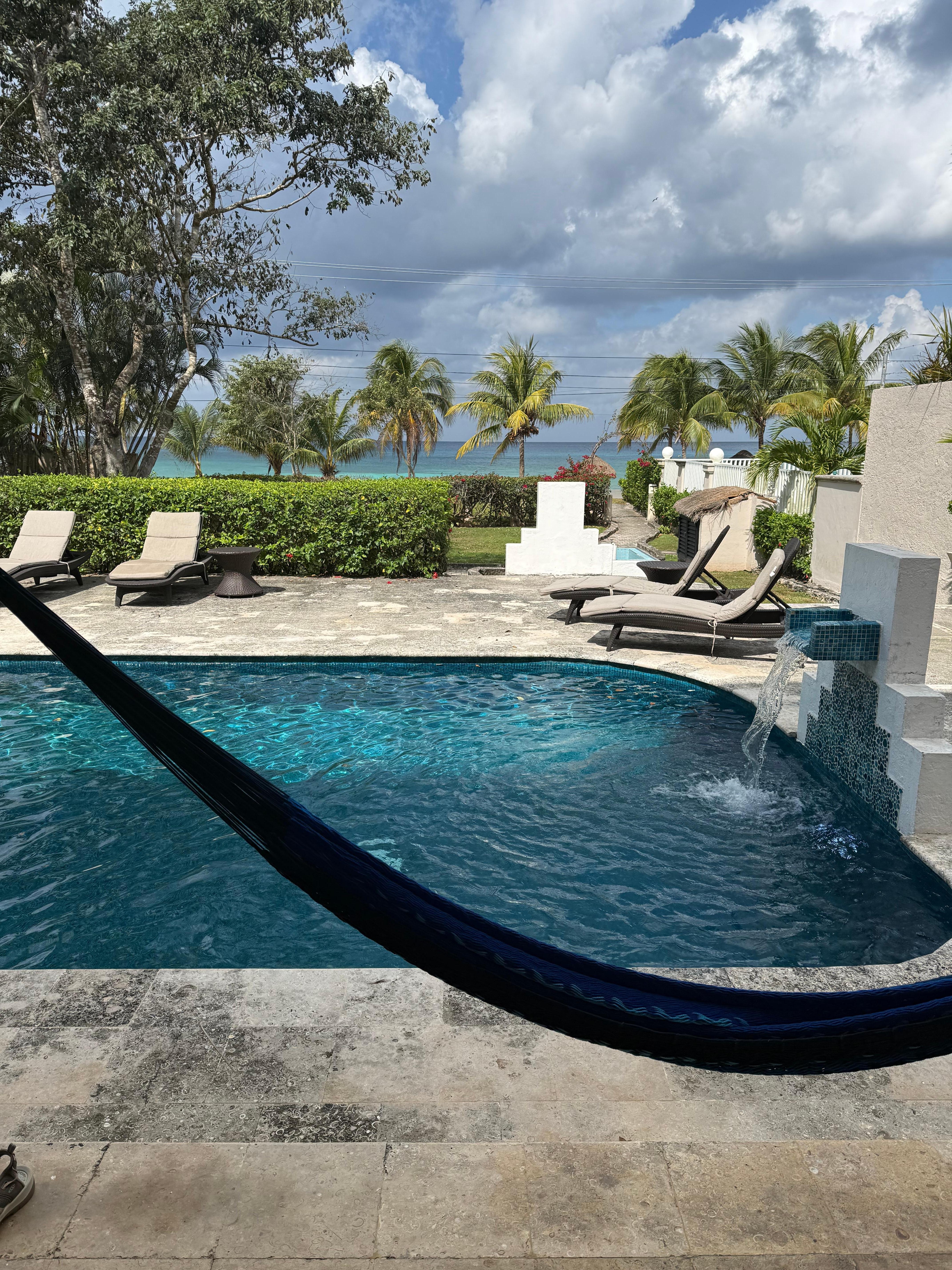 View from pool patio. 