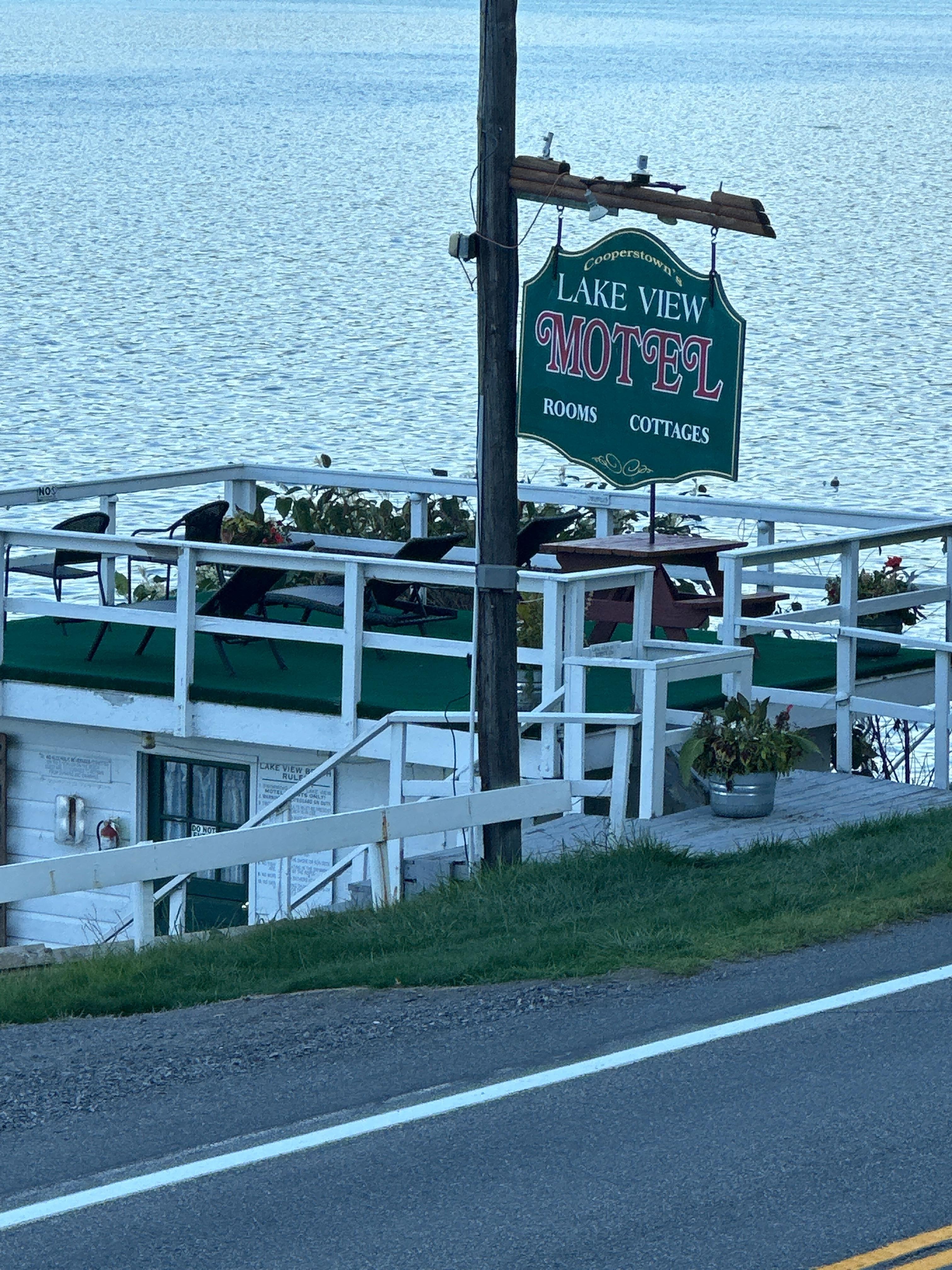 Across the road deck and sitting area