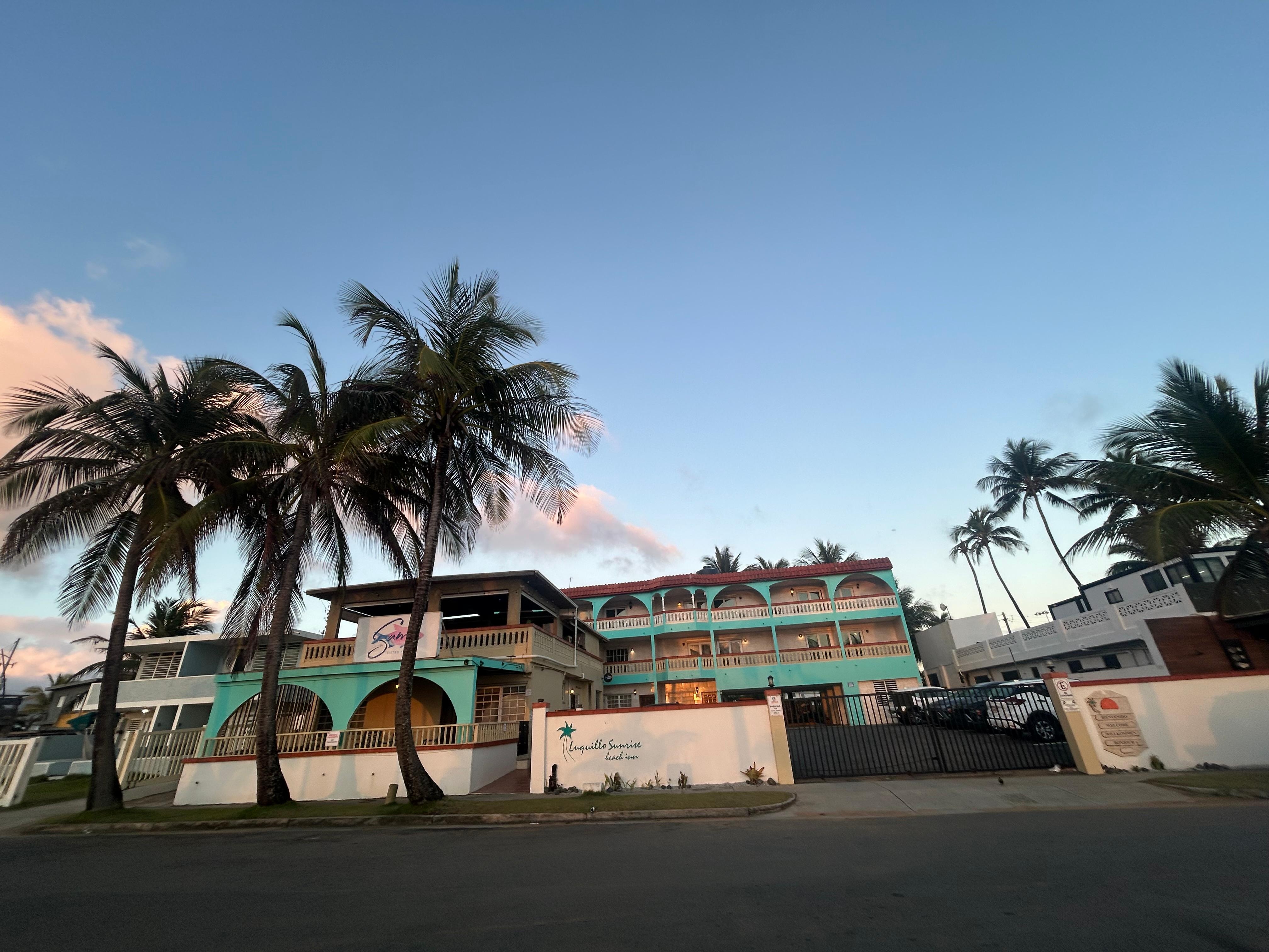 The hotel right before sunrise we stayed on the second floor