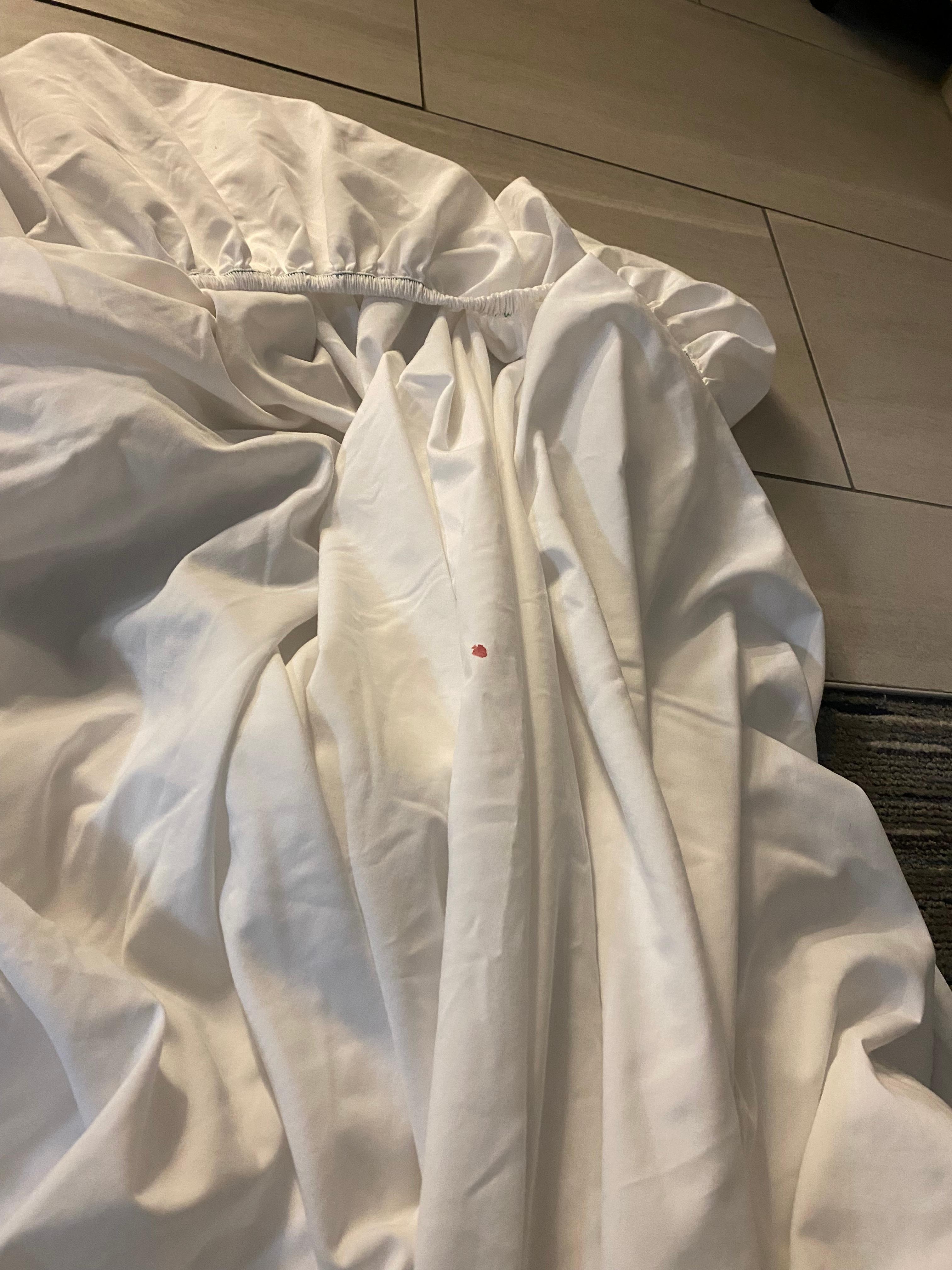 Blood on fitted sheet