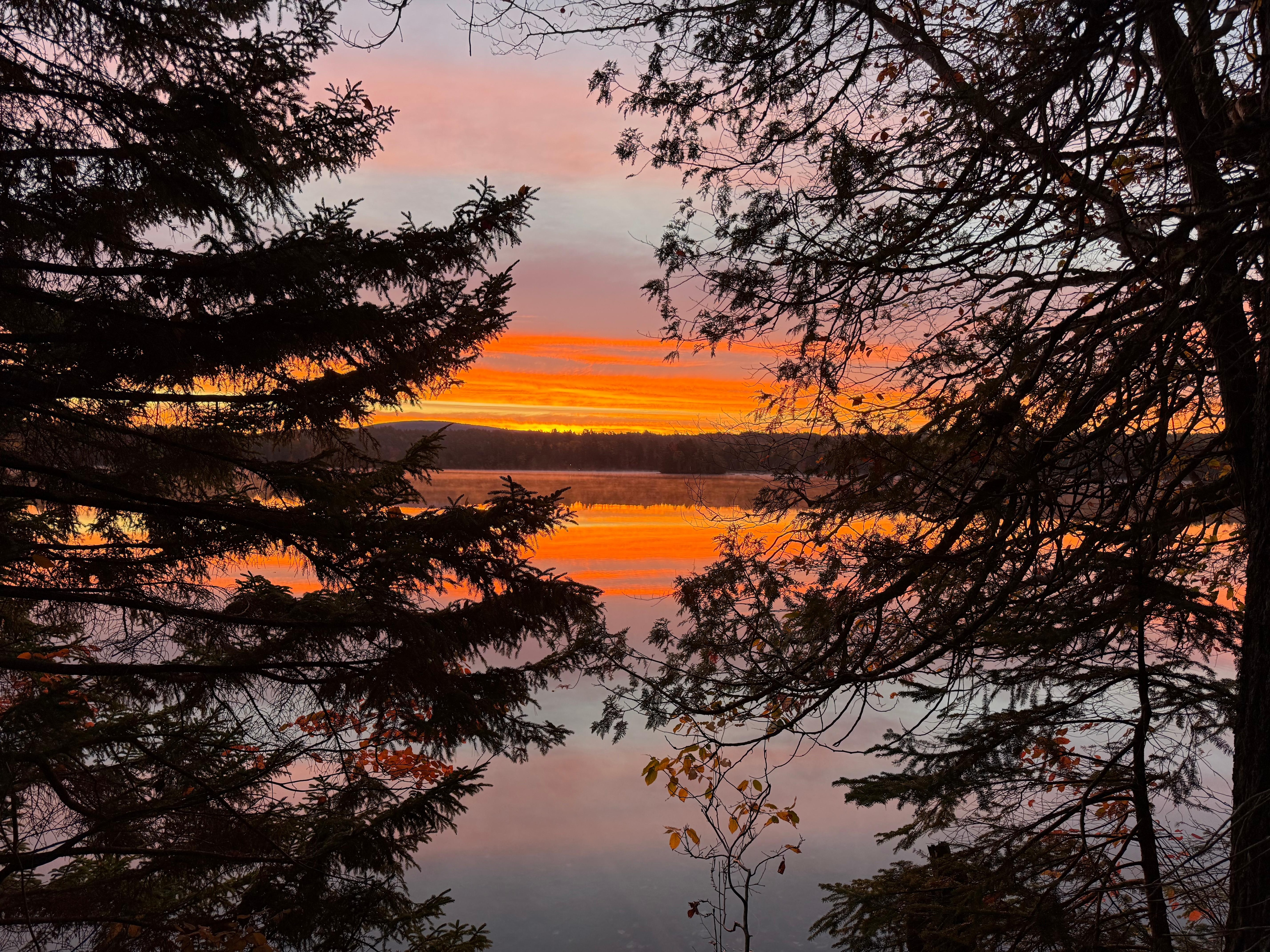 Sunrise from Long Pond shore by the cabin