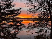 Sunrise from Long Pond shore by the cabin