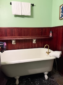 Master bath has a nice tub- there are two showers in other bathrooms.