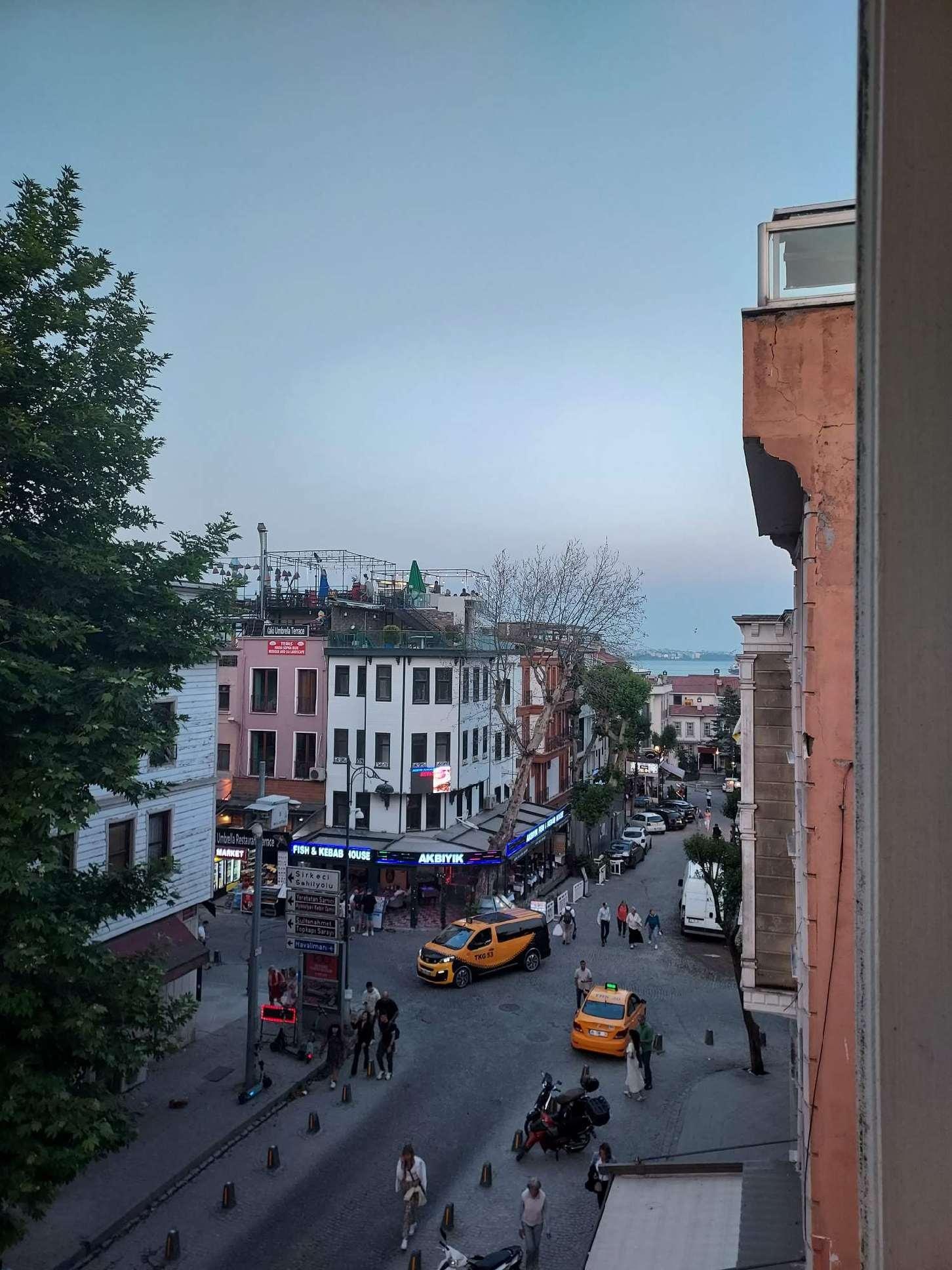 Looking out our window.