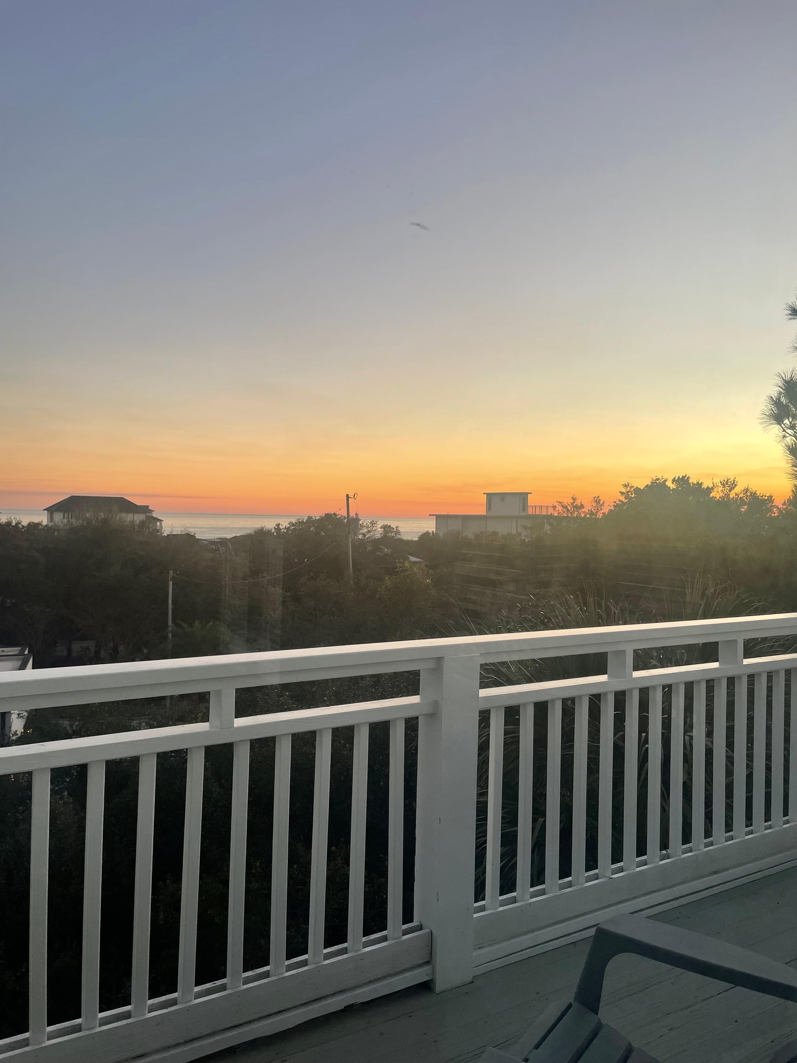 Sunset views from the top floor balcony