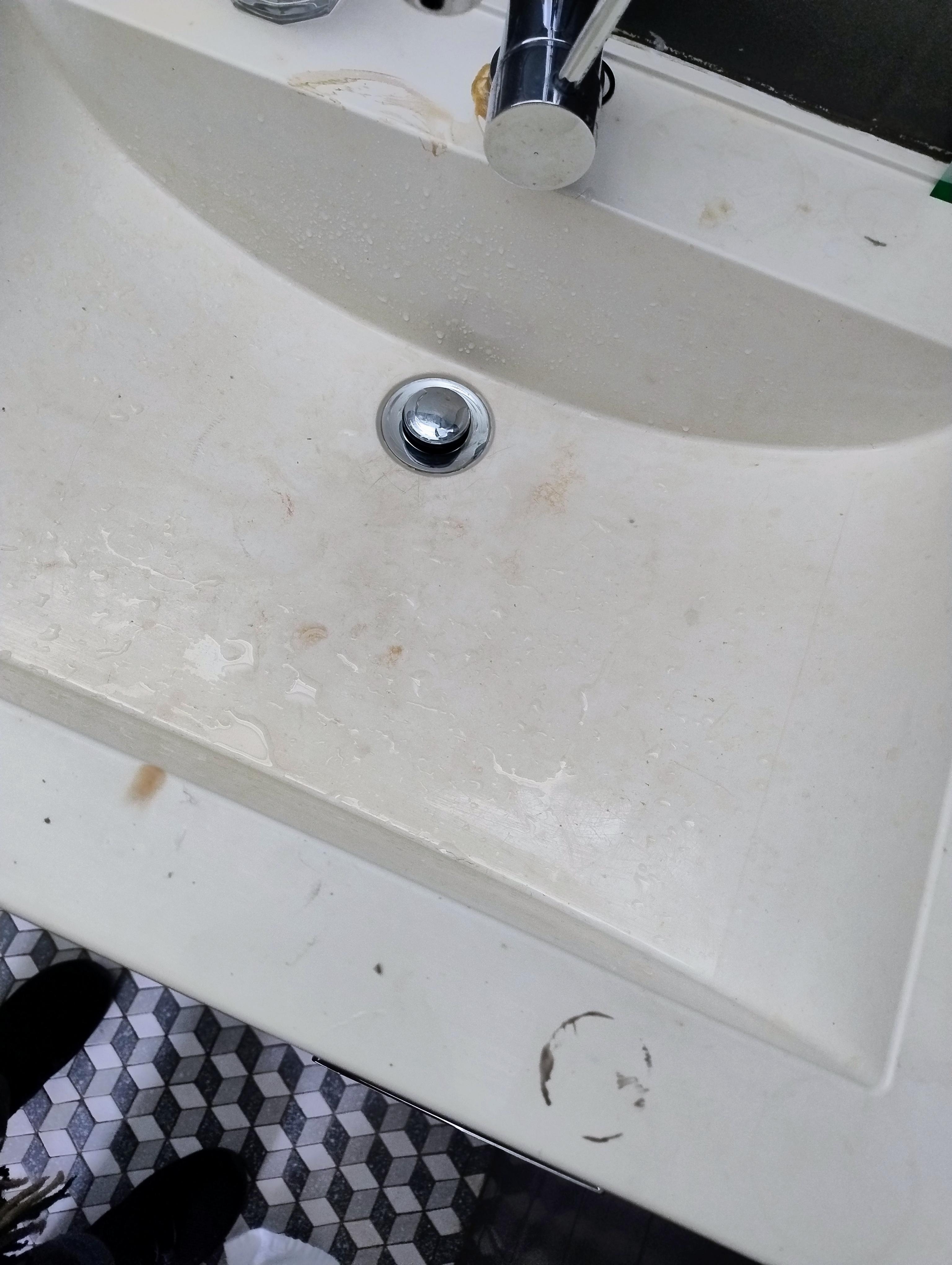 Cig burn and stains.