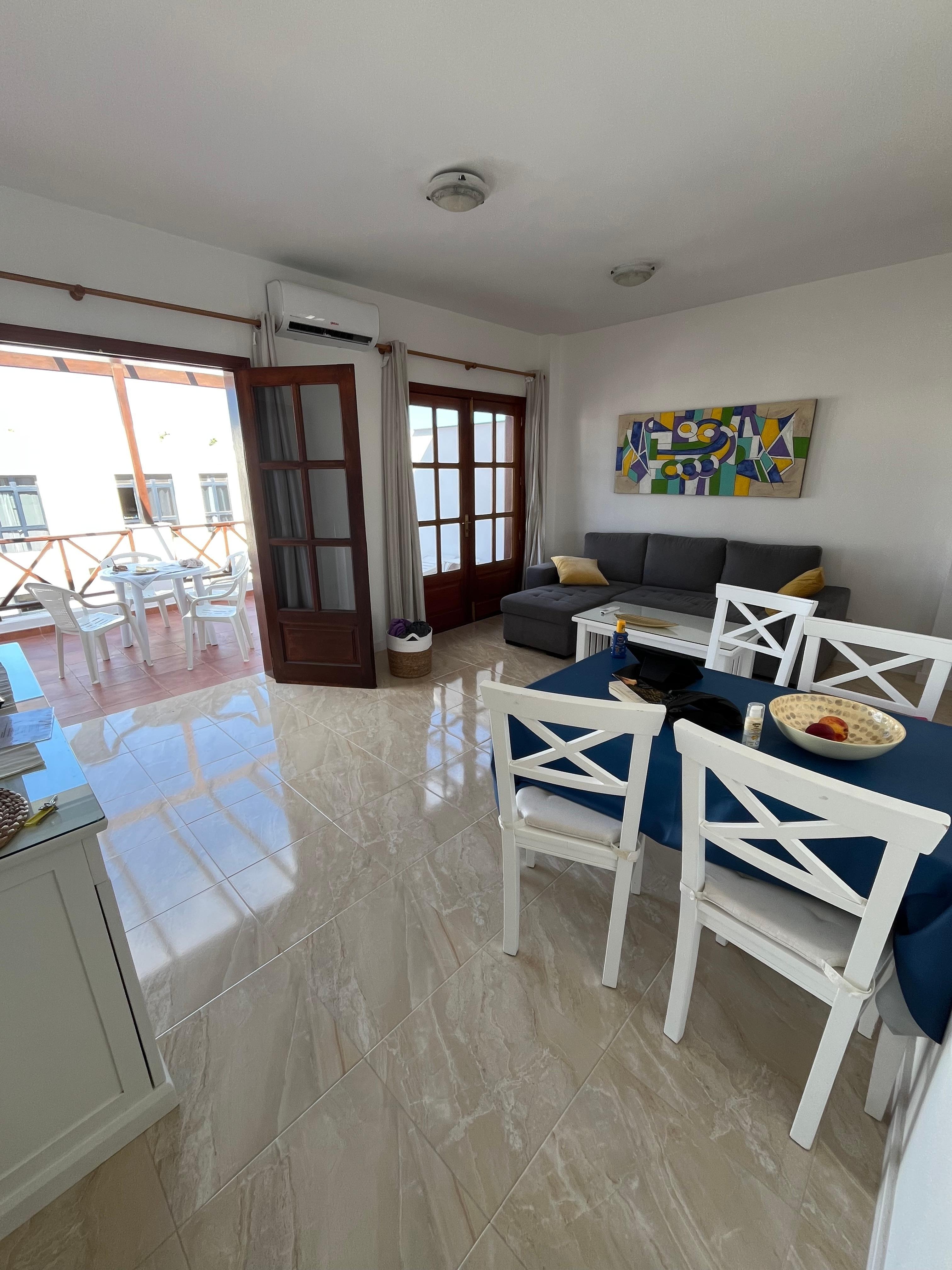 Living area looking out to the balcony 