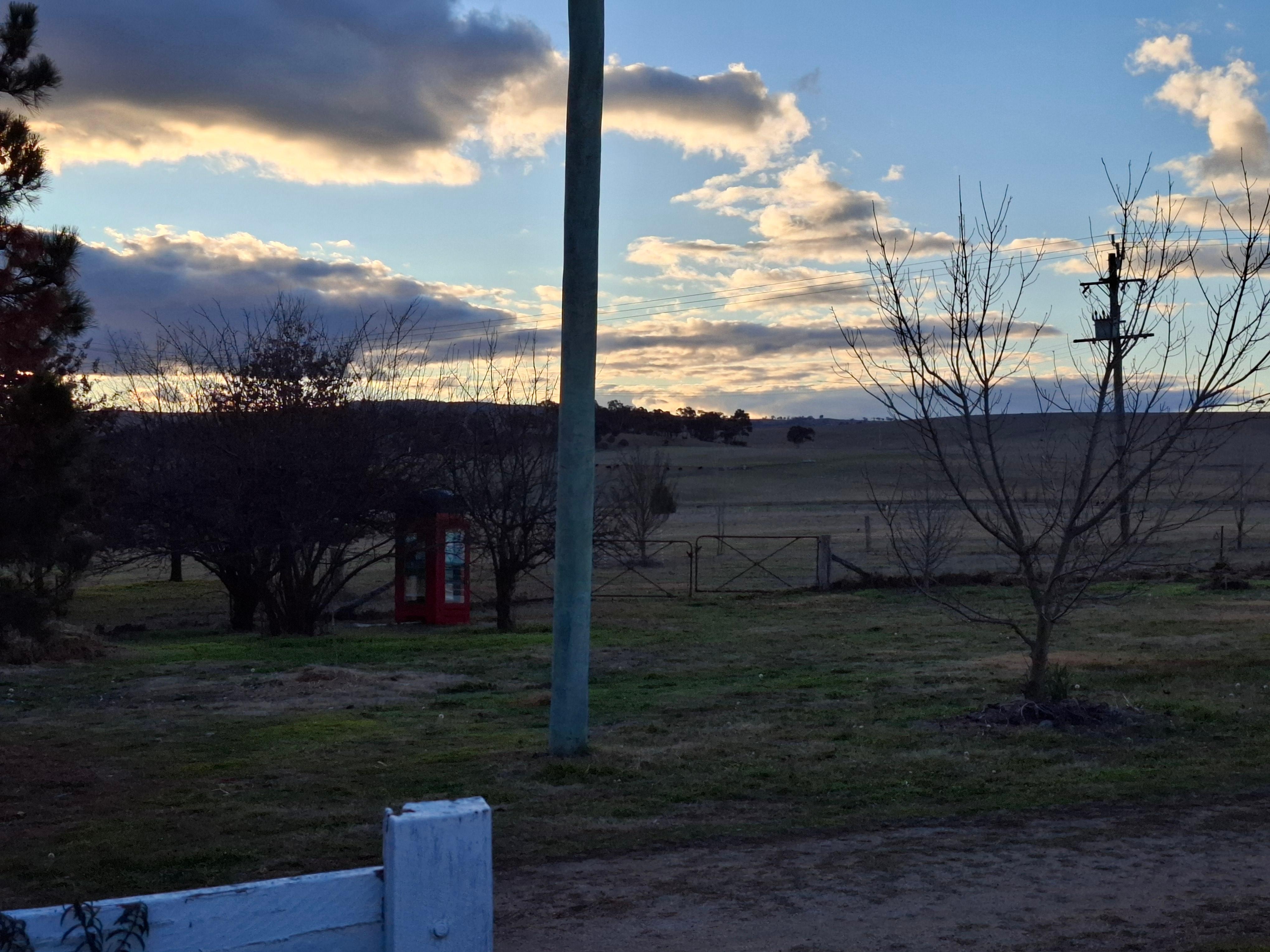 Early evening view from front