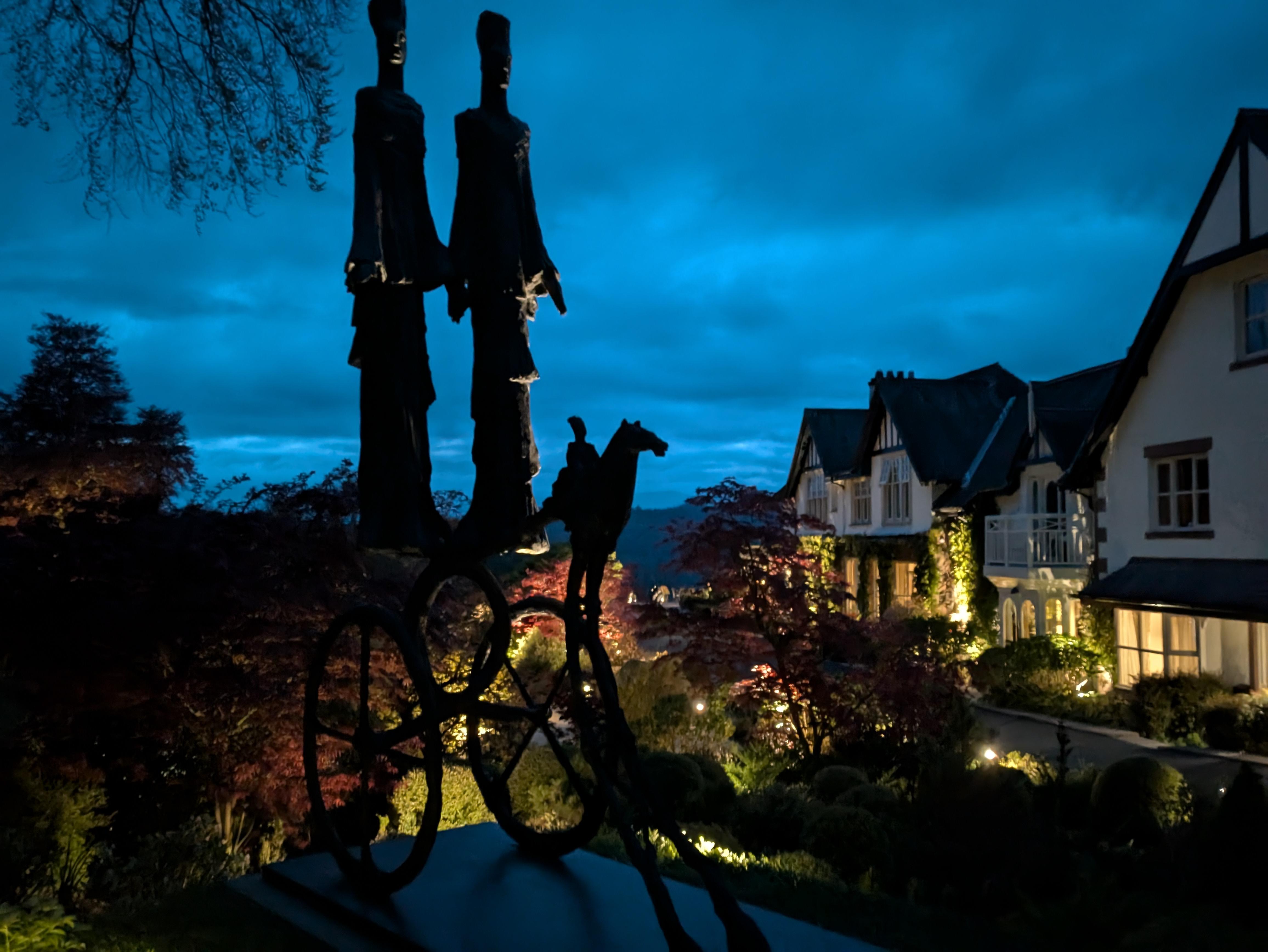 Sculptures adorn the night sky at Linthwaite House Hotel