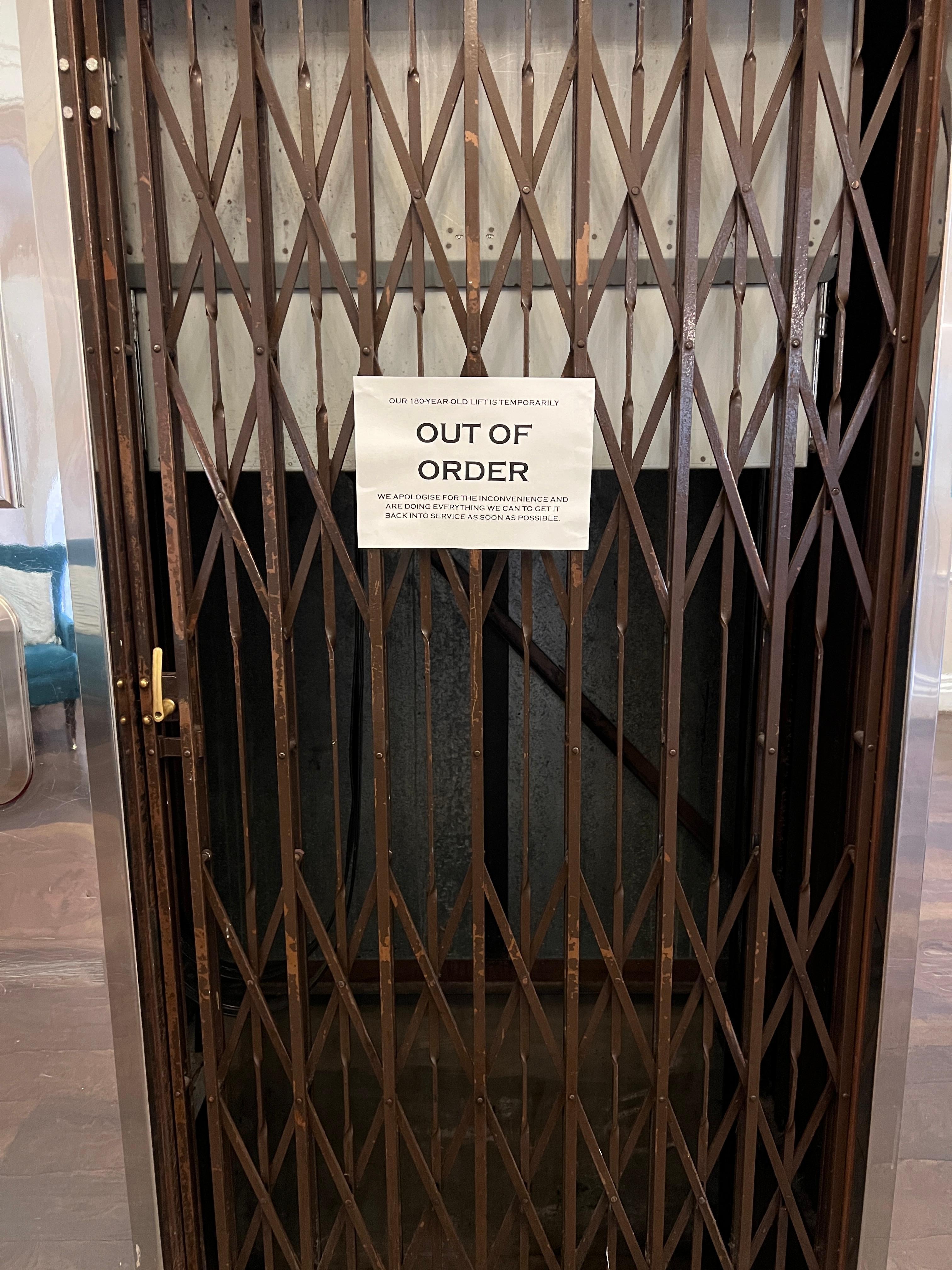 Lift out of service. We had to carry our bags to the second floor.
