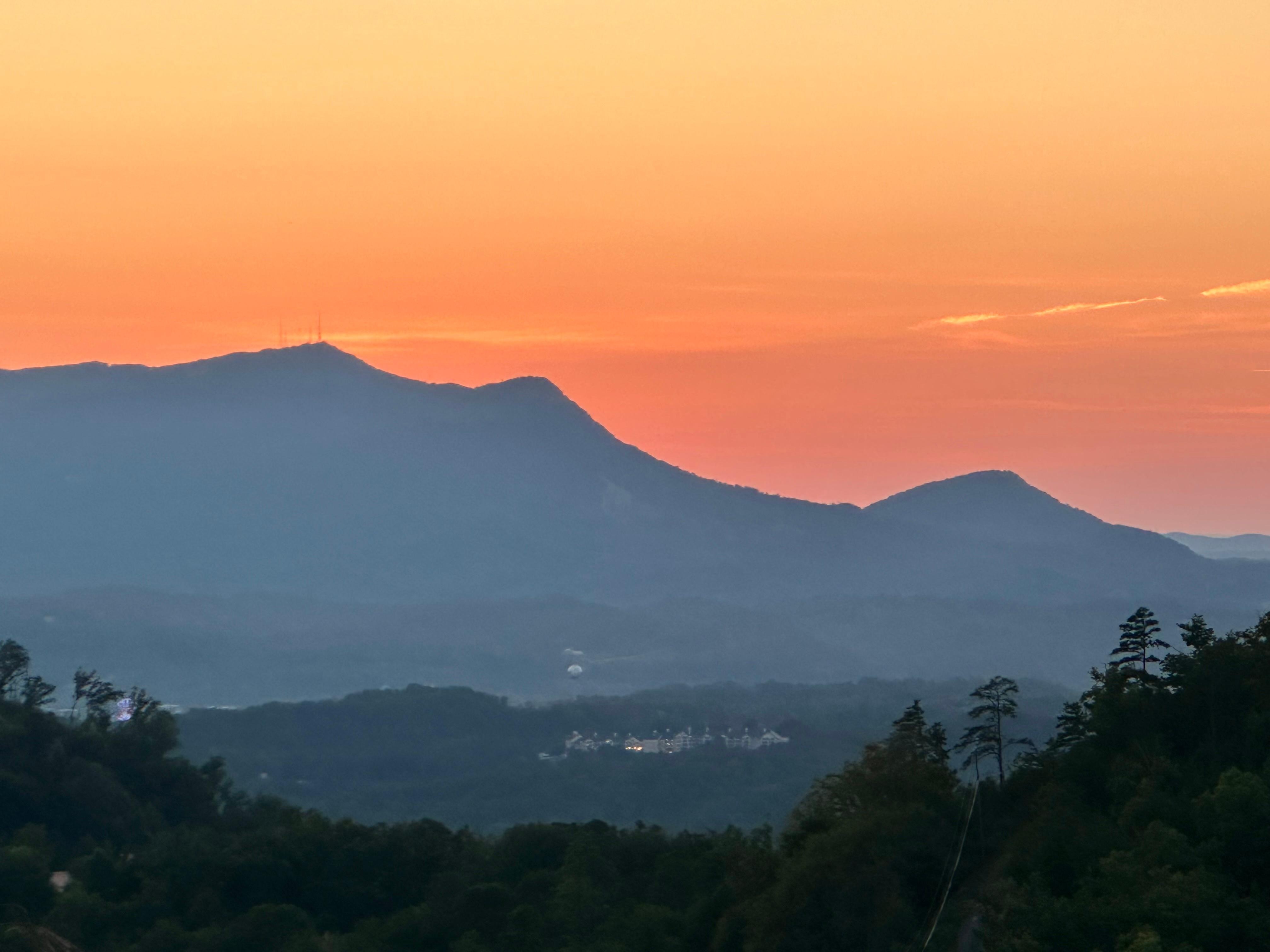 Sunset over Bluff mountain from the deck