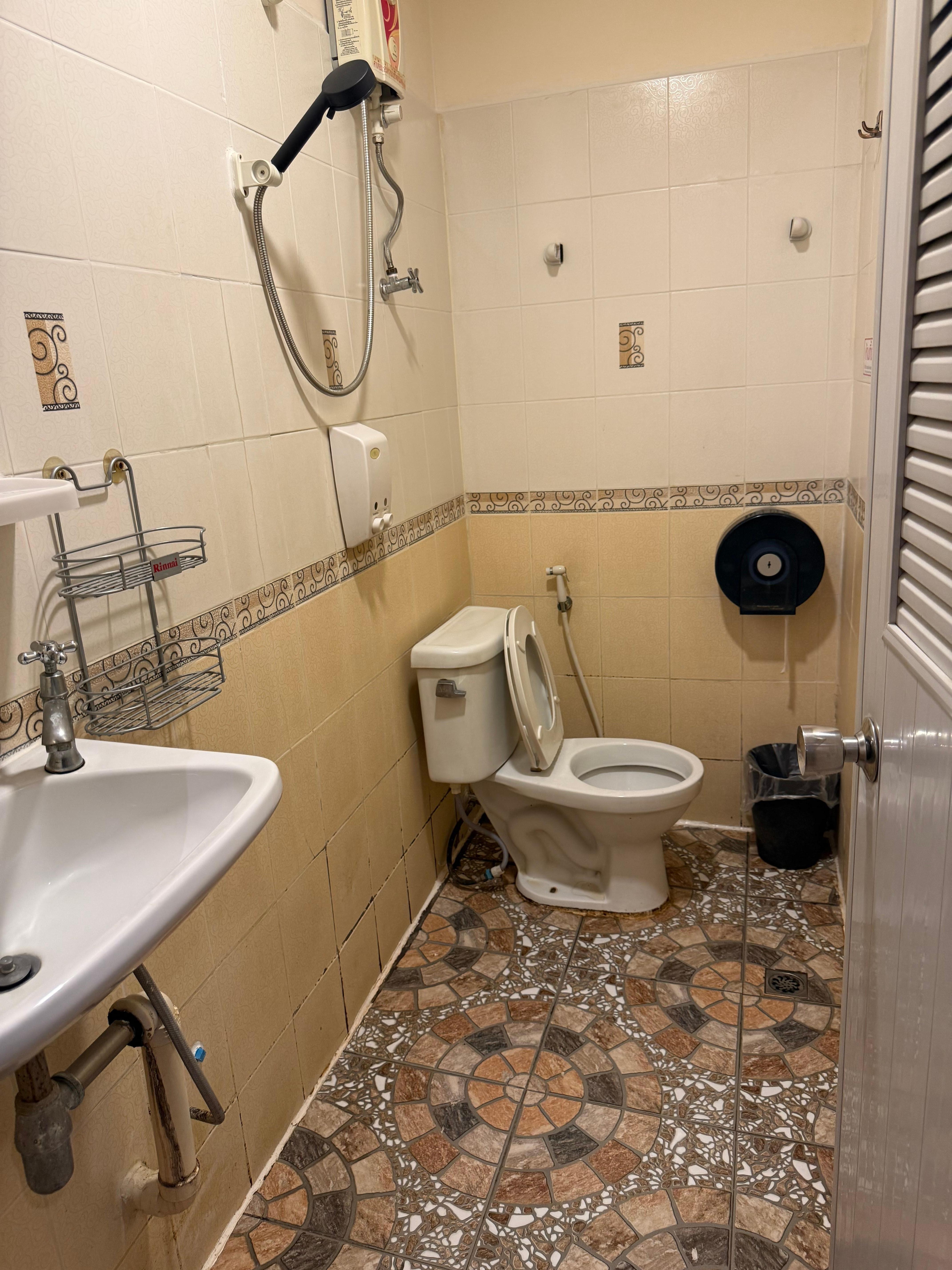 Shower and toilet in one. 