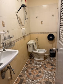 Shower and toilet in one.