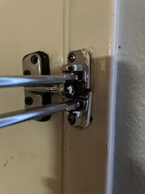 Broken latch. No extra door security.