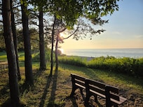 Breakwater beach with the sun setting
