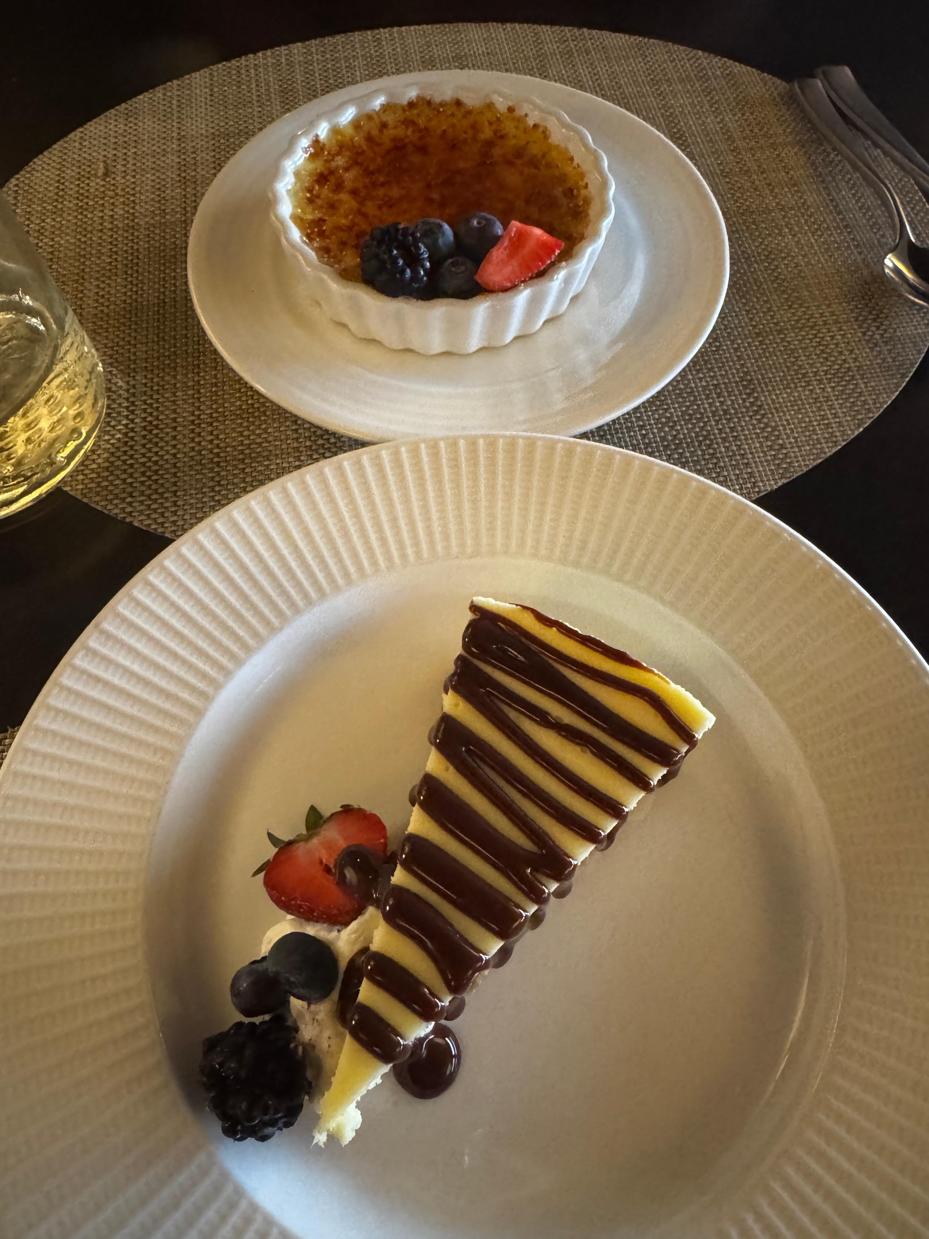 Crème Brûlée and cheesecake at the Geneva Chophouse