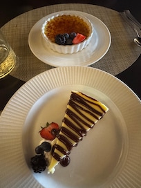 Crème Brûlée and cheesecake at the Geneva Chophouse
