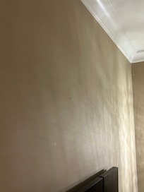 dust bunny hovering over the bed