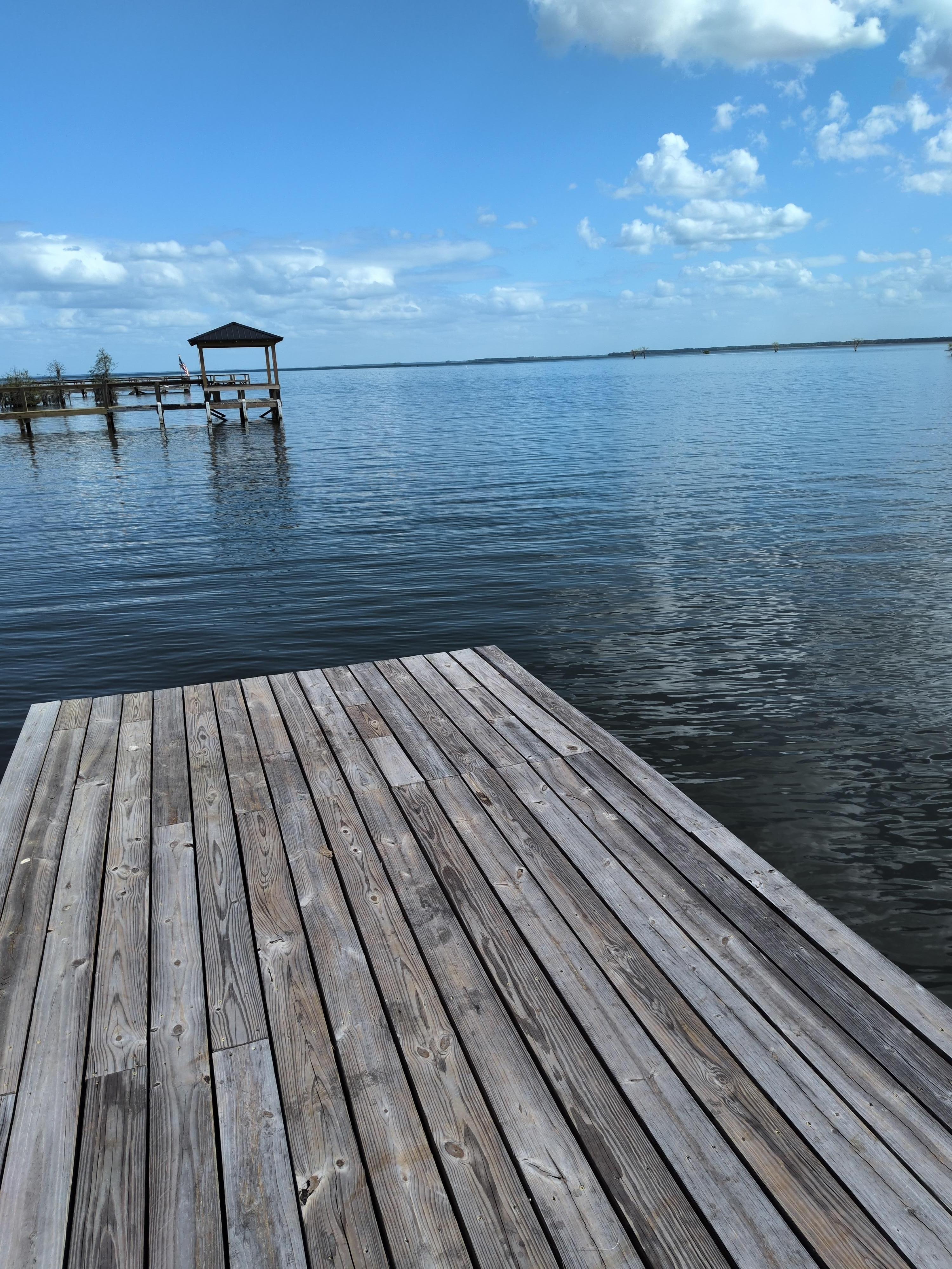 View from the dock out to the lake.